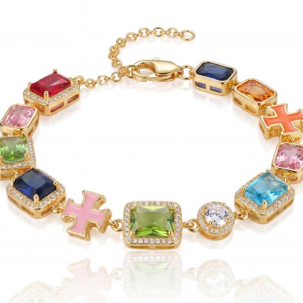 Multi Colored Gemstone Bracelet With Pink 8 Feb - Picture 2 of 4